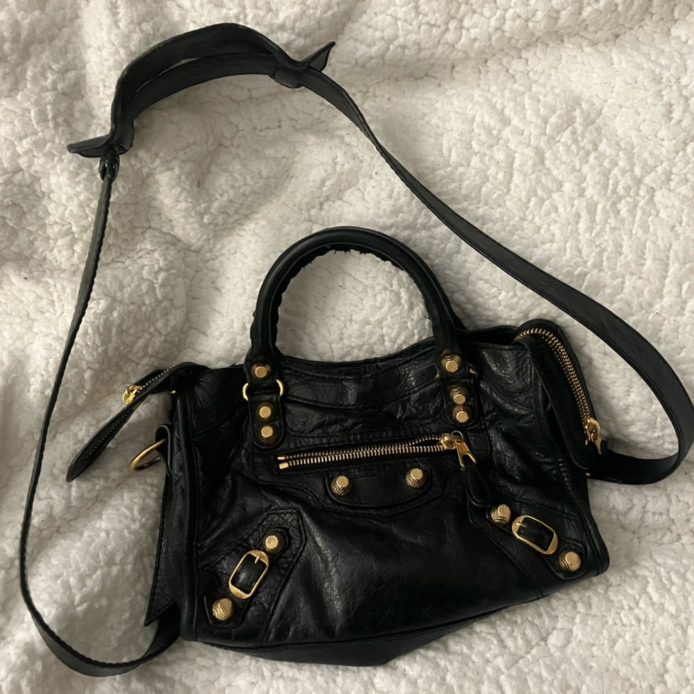 Balenciaga Agneau giant 12 gold hardware mini city black